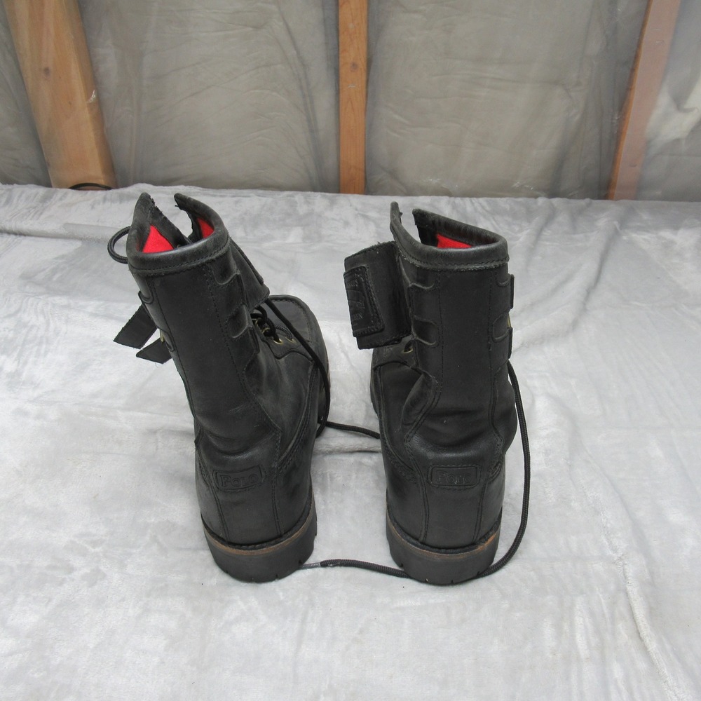 Polo Ralph Lauren Mens 9.5D Wolcott Boots BLK Leather Buckle Work Combat Ranger - Picture 8 of 16